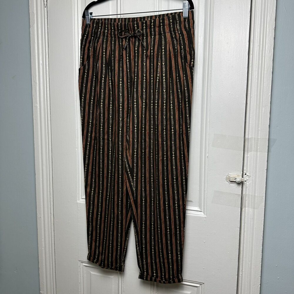 Garnet Hill Pants Women Medium Black Boho Tencel Lyocell Elastic Waist Cropped
